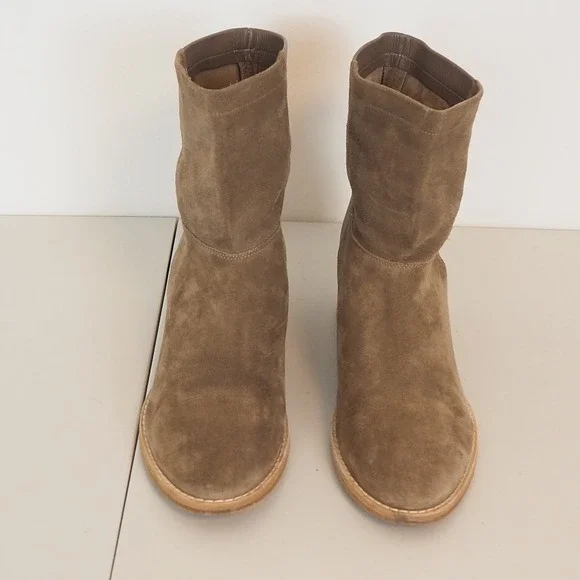 Vince Grayson Suede Leather Concealed Wedge Boots Women's Sz 9 EU 39 in Flint - Picture 2 of 10